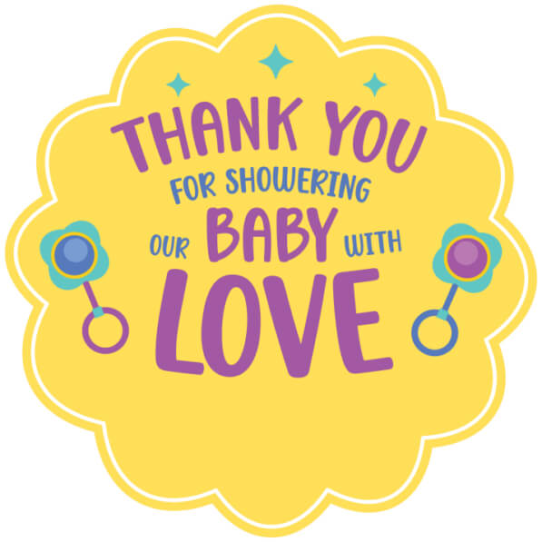 Download Thank You Sticker for Baby Shower with Heart Pacifiers Quotes