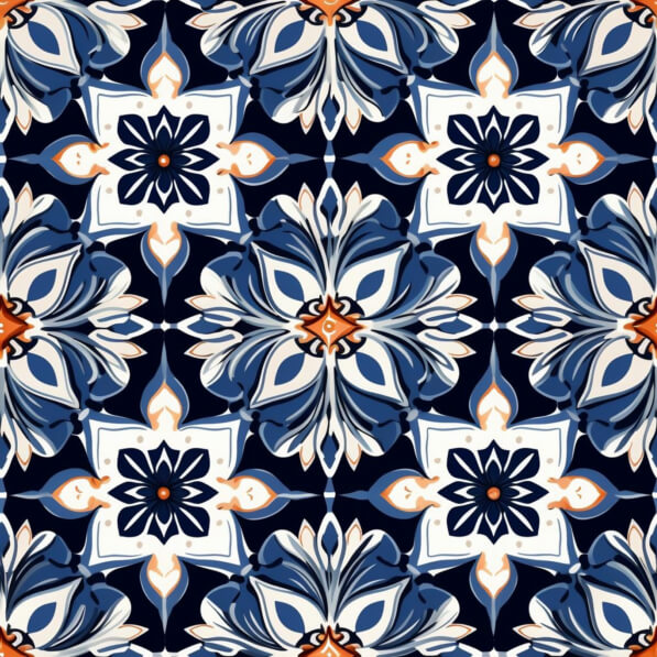 Download Blue and White Tiled Pattern with Floral Designs Patterns ...