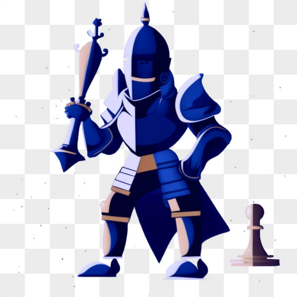 Download Knight in Blue Armor with Sword and Chess Piece PNG Online ...
