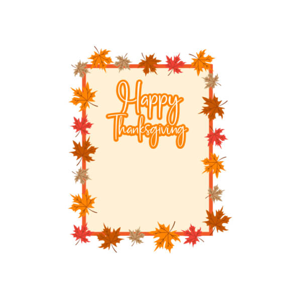 Download Happy Thanksgiving Card with Autumn Leaves Frame Quotes Online ...
