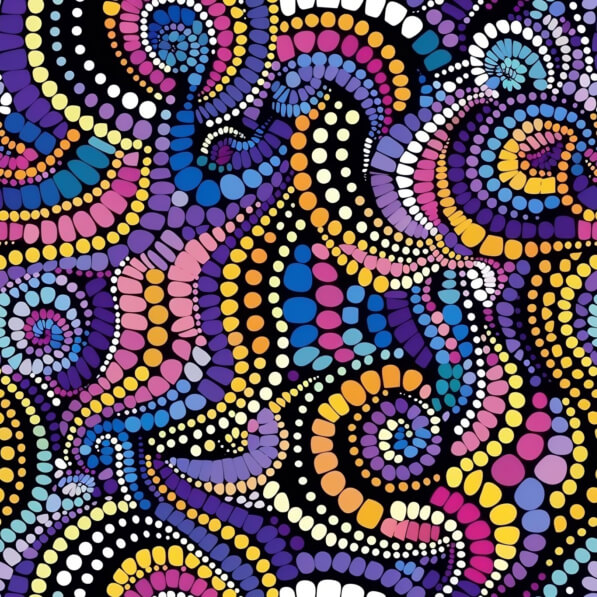 Download Colorful Abstract Pattern with Dots and Swirls on Black ...