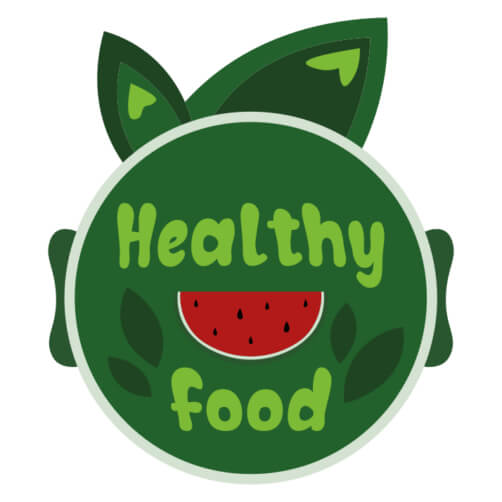 Green Healthy Food Logo with Watermelon and Leaves