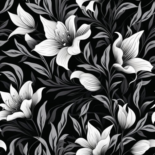 Download Seamless Pattern of Black and White Flowers on Black ...