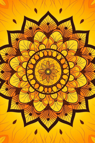 Download Circular Mandala Design on Orange Background - Traditional ...