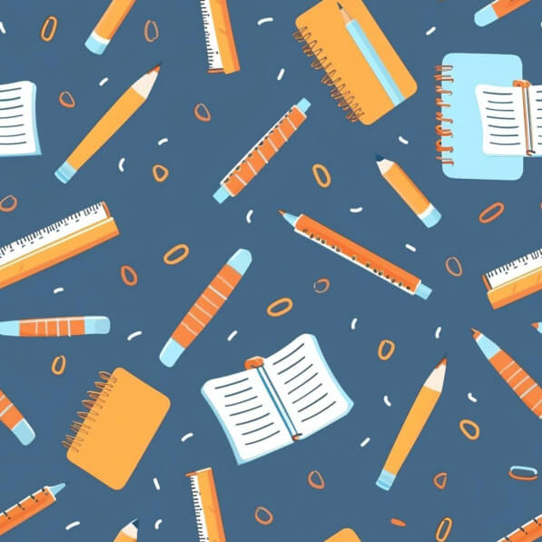 Download Seamless Pattern of Pens, Pencils, and Notebooks on Blue ...