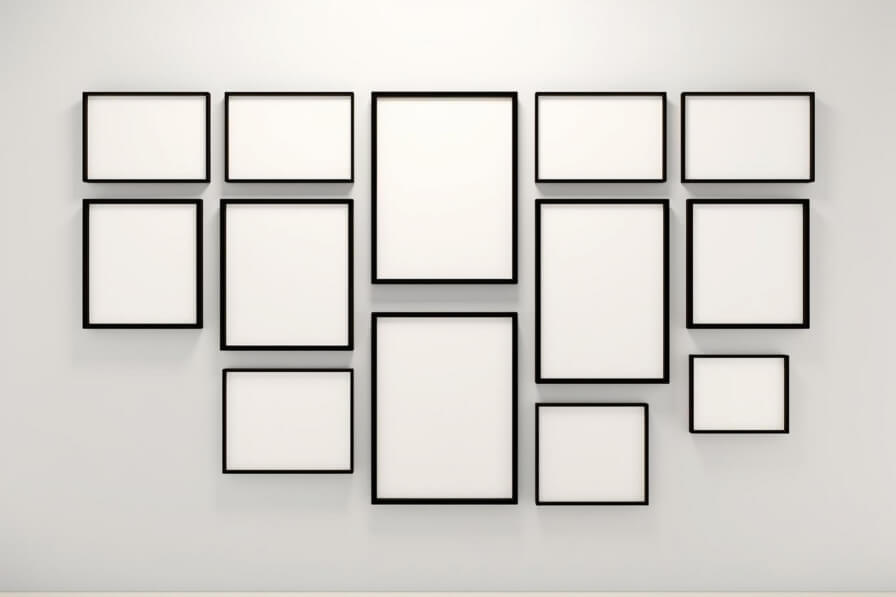 Download Empty Frames on White Wall for Customized Display Mockups ...