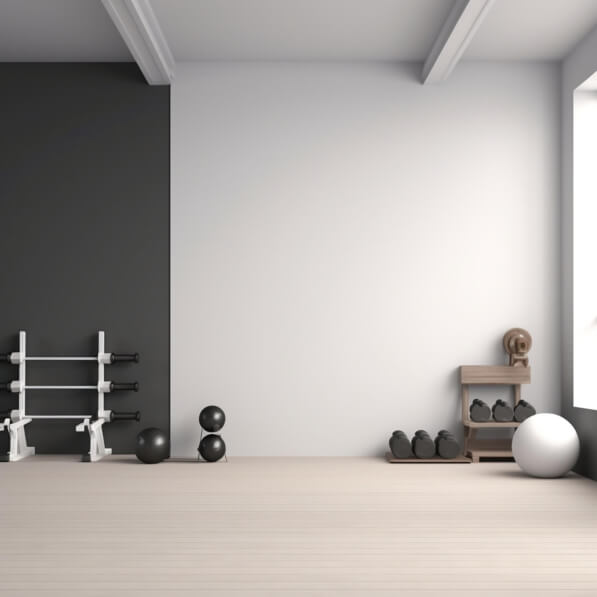 Download Black and White Gym Room with Fitness Equipment and Storage ...