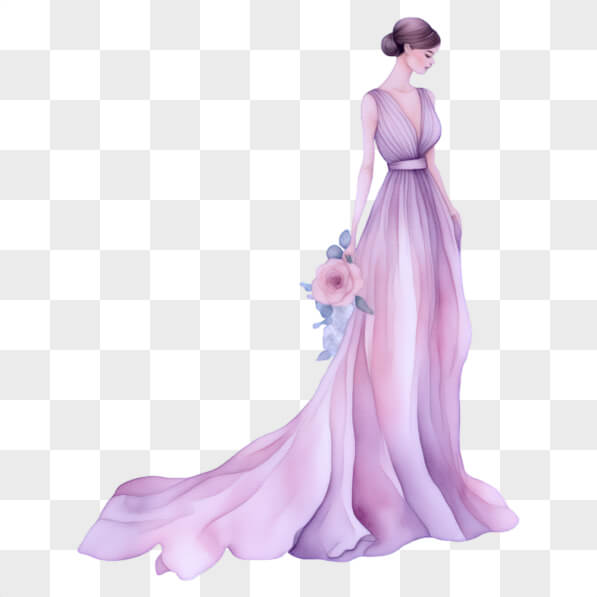 Download Elegant Woman in Purple Gown PNGs Online - Creative Fabrica