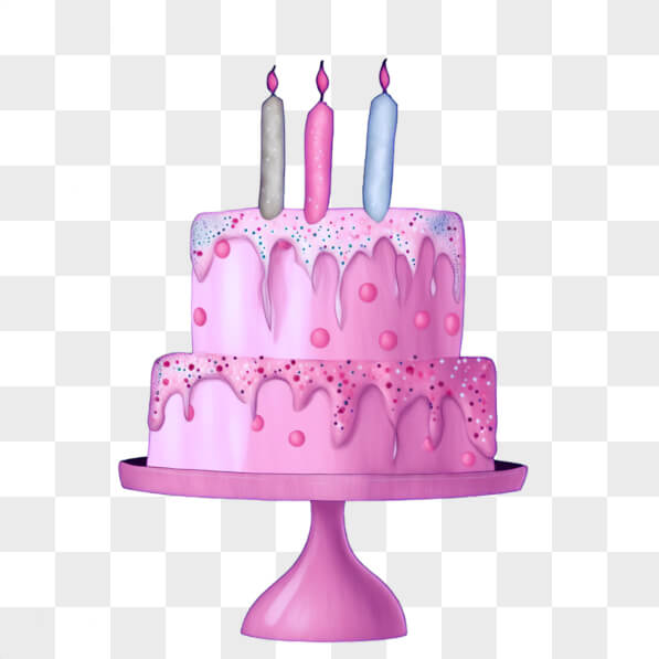 Download Pink Birthday Cake with Three Candles PNGs Online - Creative ...