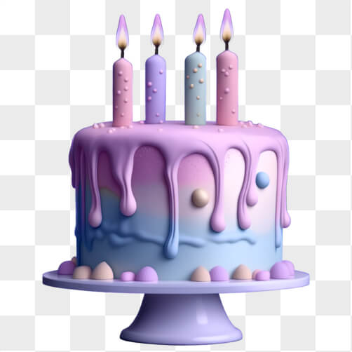 Download Colorful Birthday Cake with Lit Candles PNGs Online - Creative ...