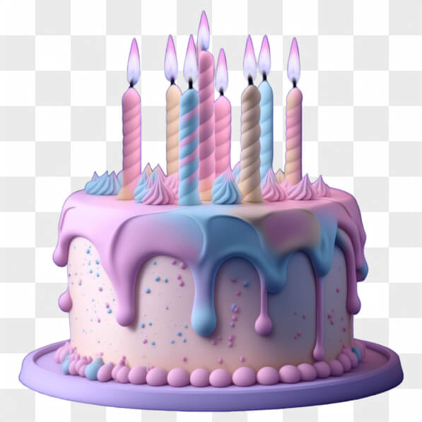 Download Pink and Blue Birthday Cake with Lit Candles PNGs Online ...