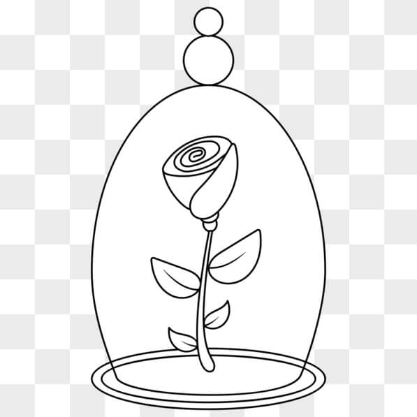 Download Beauty and the Beast Coloring Page: Belle with Rose in Glass
