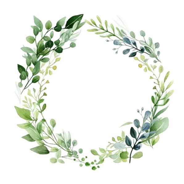 Download Watercolor Wreath with Green Leaves and Branches Backgrounds ...