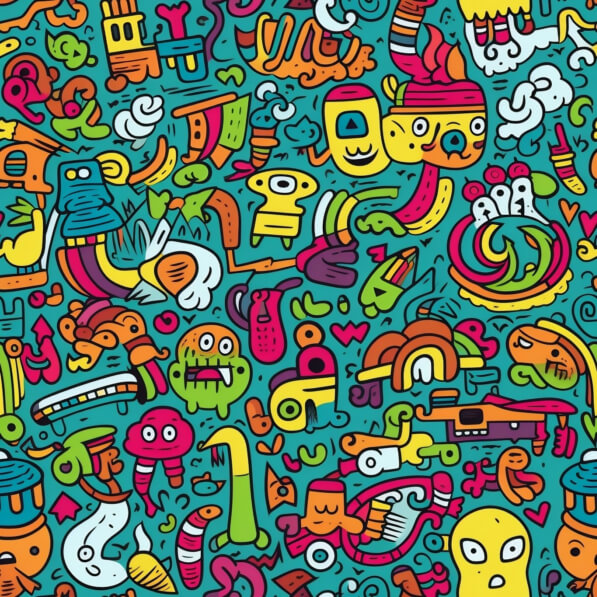 Download Colorful Doodles Seamless Pattern with Objects and Characters ...