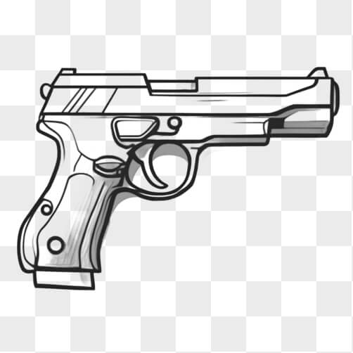 Black and White Handgun Drawing Sketches thumbnail