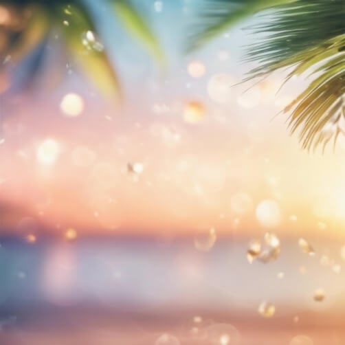 Download Tropical Beach Scene with Colorful Umbrellas and Palm Trees ...