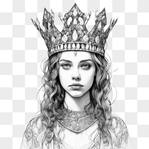Download Black And White Drawing Of A Young Woman With Elaborate Crown download-black-and-white-drawing-of-a-young-woman-with-elaborate-crown