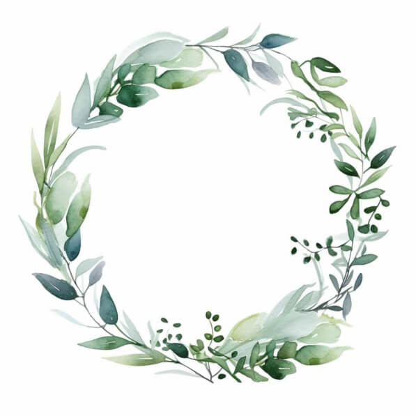 Download Watercolor Wreath with Green Leaves and Branches Backgrounds ...