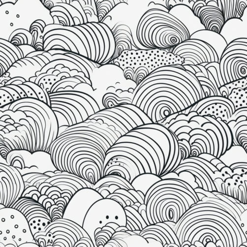 Download Black and White Seamless Pattern with Swirls and Waves ...