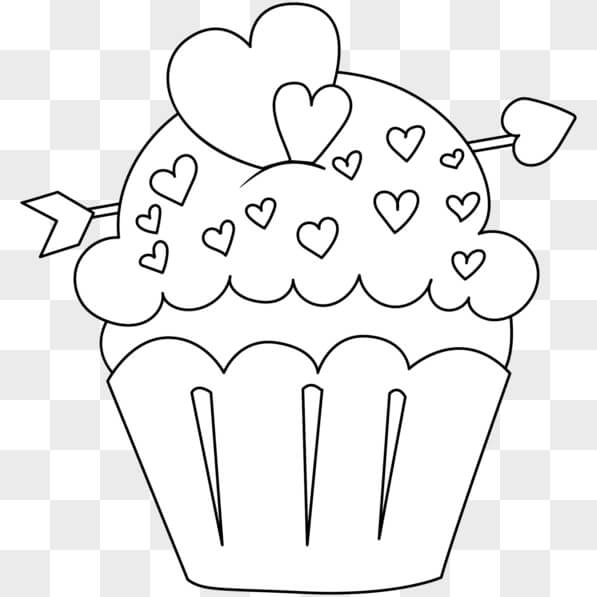 Download Valentine's Day Cupcake Coloring Page PNGs Online Creative
