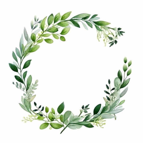 Download Watercolor Wreath with Green Leaves and Branches Backgrounds ...