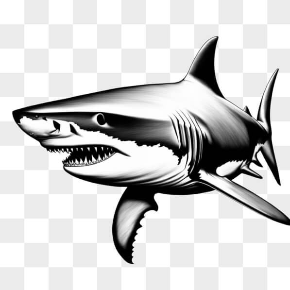 Download Dynamic Black and White Drawing of a Shark Sketches Online ...