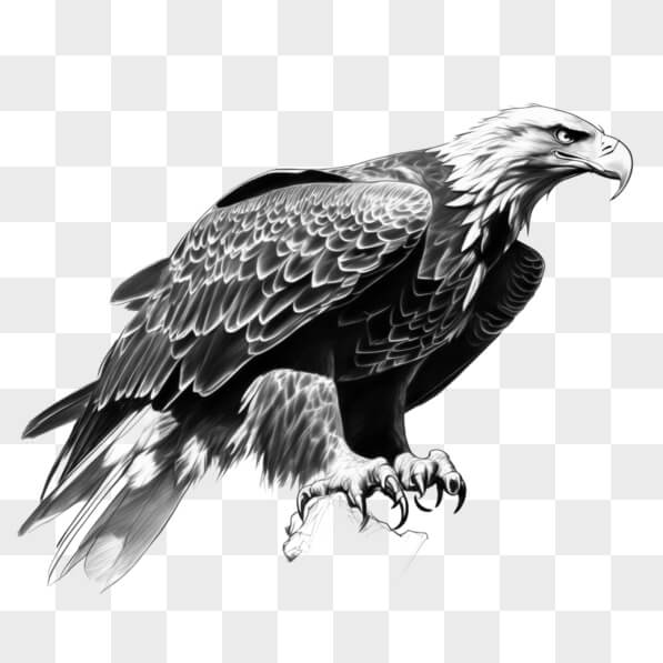Download Black-and-White Drawing of an Eagle Perched on a Branch ...