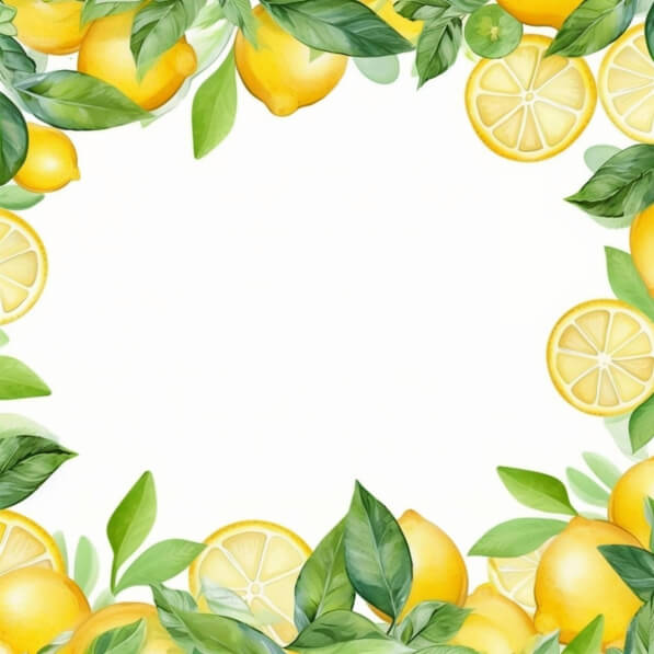 Download Watercolor Frame with Lemons and Green Leaves Backgrounds ...