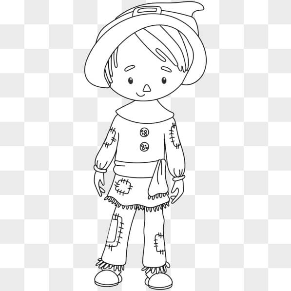 Download Boy in Scarecrow Costume Coloring Page PNGs Online - Creative ...