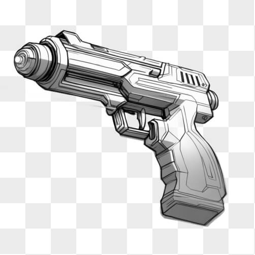 Black and White Drawing of Imaginary Gun Sketches thumbnail