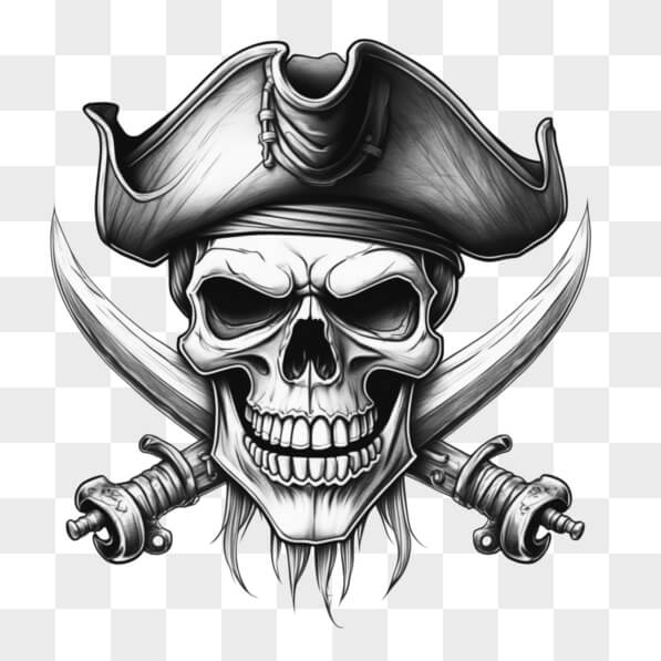 Download Skull with Pirate Hat and Crossed Swords Illustration Sketches ...