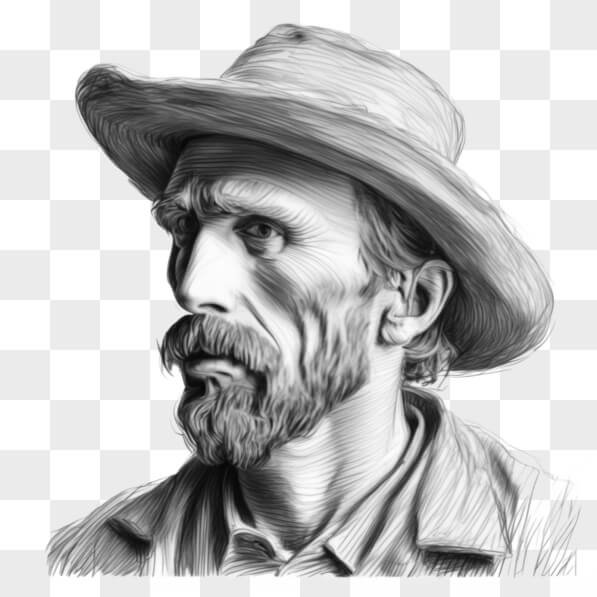 Download Black and White Drawing of Bearded Man with Hat Sketches ...