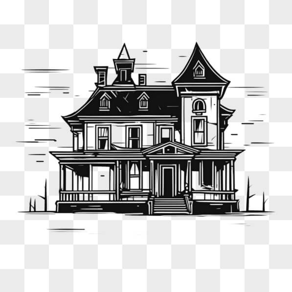 Download Vintage Black and White Drawing of Victorian House Sketches ...