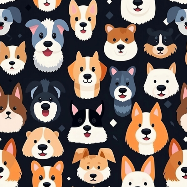 Download Colorful Dog Faces Pattern Patterns Online - Creative Fabrica