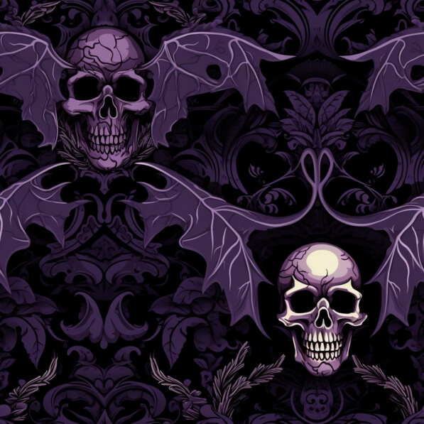 Download Purple Halloween Wallpaper with Skulls and Bats Patterns ...