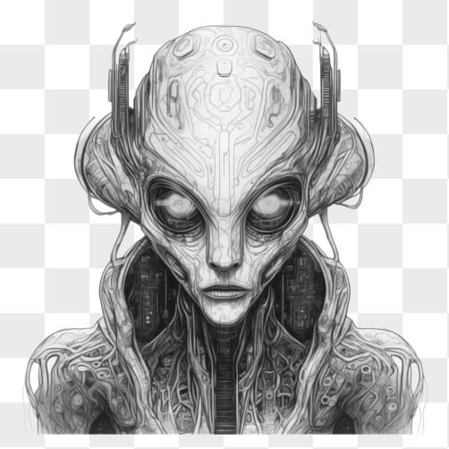 Download Black and White Drawing of an Alien Woman Sketches Online ...