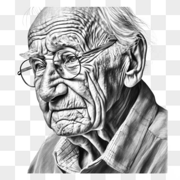 Download Black and White Drawing of an Elderly Man Sketches Online ...