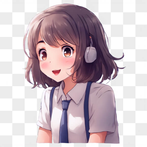 Download Kawaii Anime Girl with Headphones and Tie Online - Creative ...