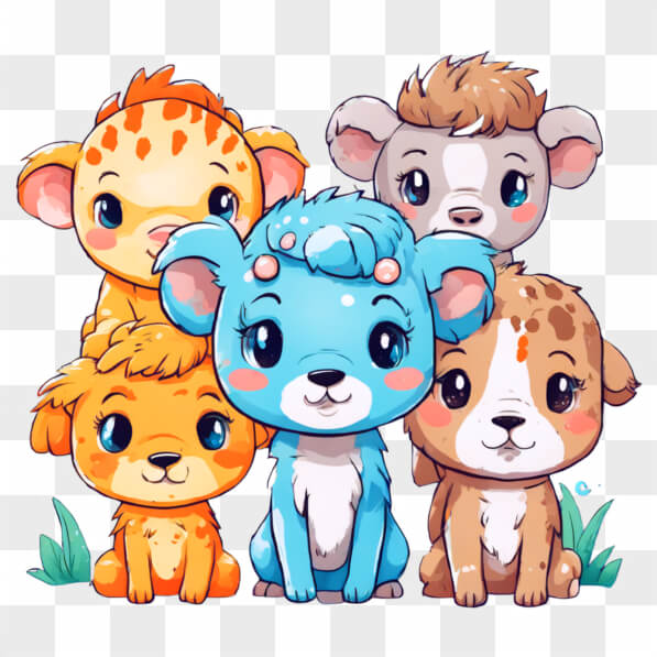 Descarga Grupo de Animales de Dibujos Animados Kawaii Kawaii En Línea ...