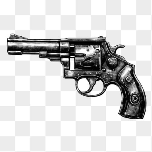 Black and White Revolver Drawing Sketches thumbnail