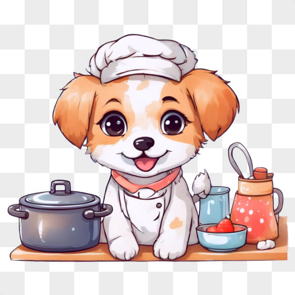 Download Kawaii Cartoon Dog Chef Cooking in Kitchen Kawaii Online ...
