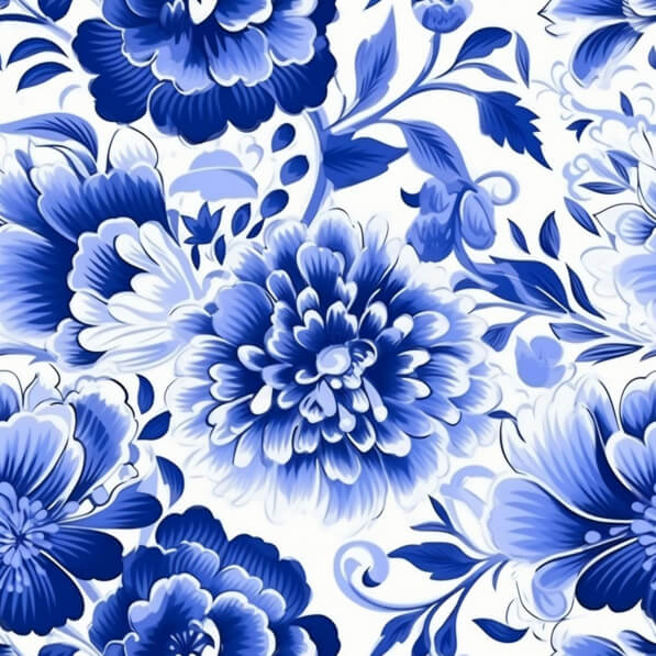 Download Blue and White Floral Pattern Patterns Online - Creative Fabrica