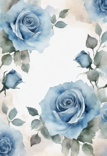 Download Watercolor Background with Blue Roses and Leaves Backgrounds ...