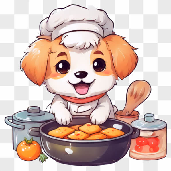 Download Kawaii Cartoon Dog Chef Cooking Food Kawaii Online - Creative ...