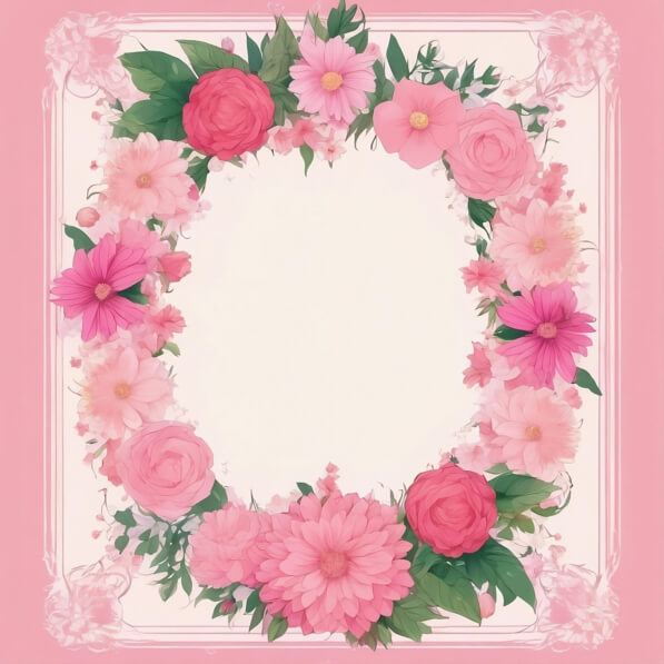 Download Floral Frame with Pink Flowers and Green Leaves Backgrounds ...