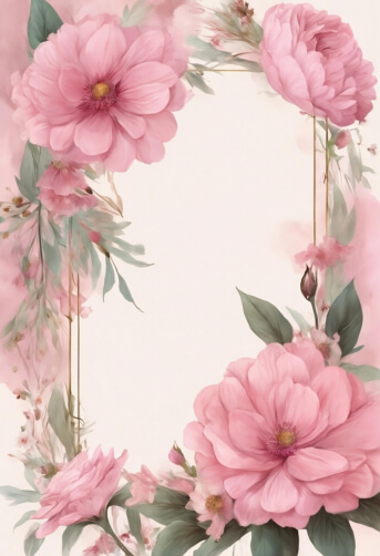 Download Pink Floral Frame with Green Leaves and Flowers Backgrounds ...