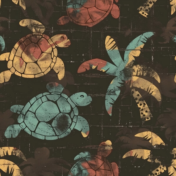 Download Tropical Seamless Pattern with Turtles and Palm Trees Patterns ...