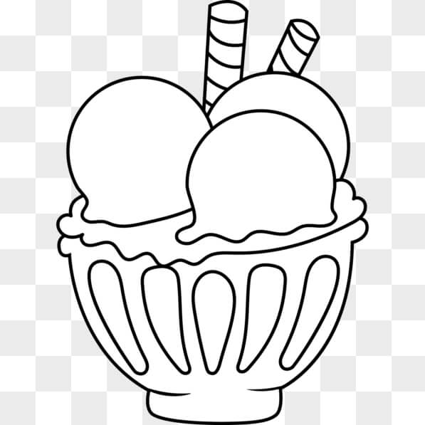 Download Ice Cream Bowl Coloring Page PNGs Online Creative Fabrica