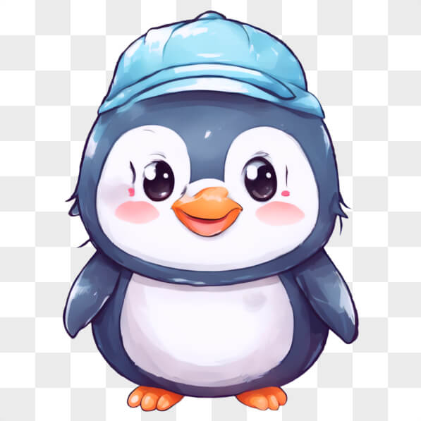 Download Kawaii Cartoon Penguin with Blue Baseball Cap Online ...