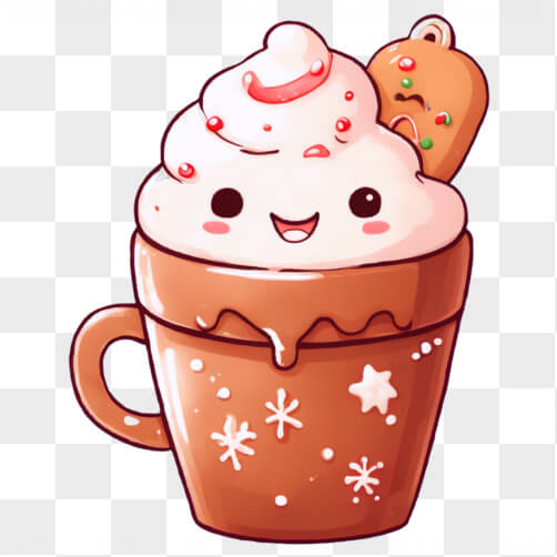 Xícara Kawaii de Chocolate Quente com Chantilly e Decorações de Feriado Planos de Fundo Xícara Kawaii de Chocolate Quente com Chantilly e Decorações de Feriado Planos de Fundo thumbnail